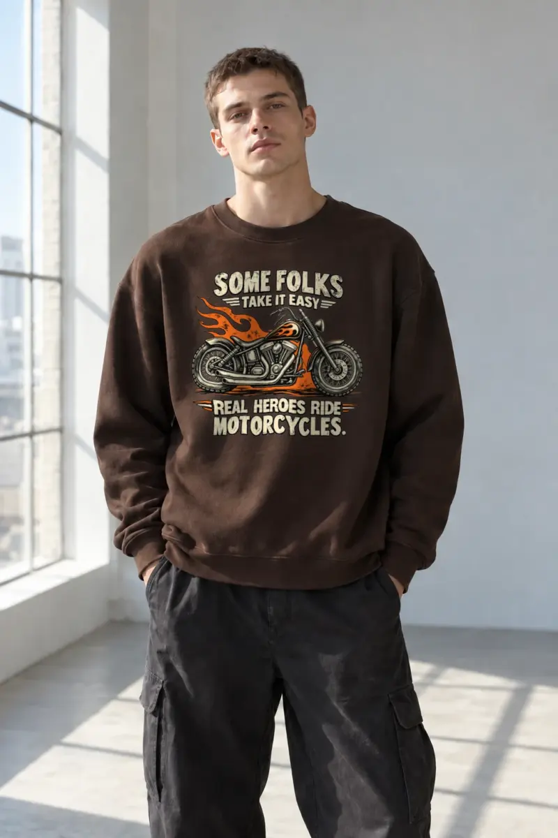 "Real Heroes Ride" Heavy Blend Unisex Crewneck Sweatshirt | Gildan 18000