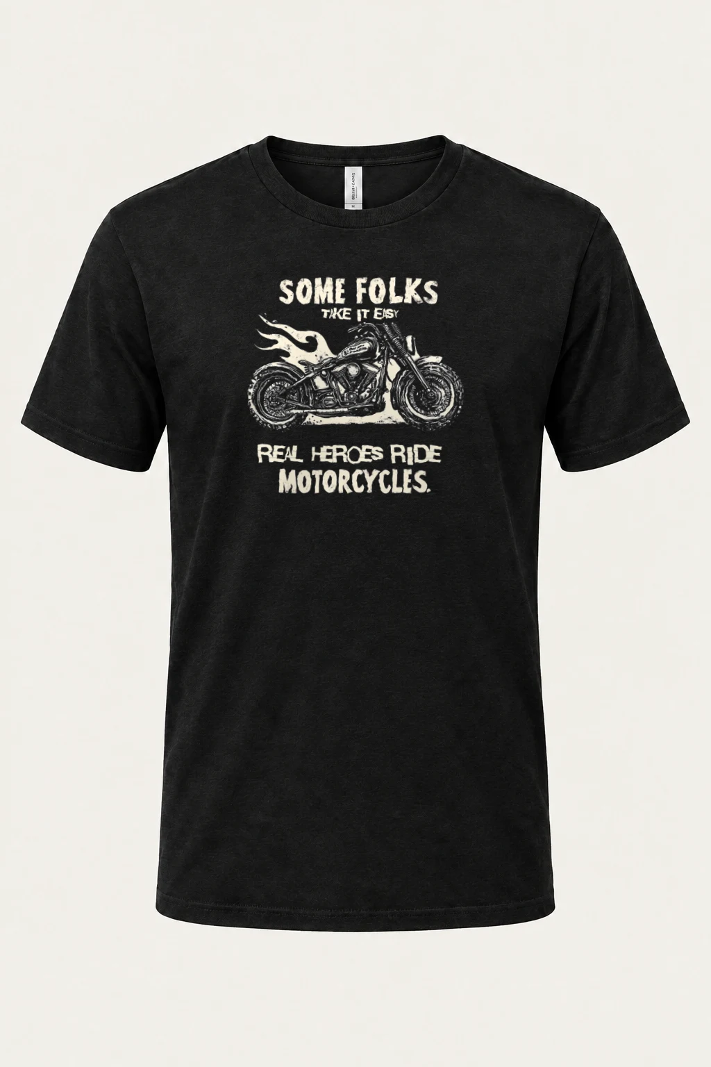 "Real Heroes Ride" Heavyweight Unisex Crewneck T-shirt | Gildan 5000
