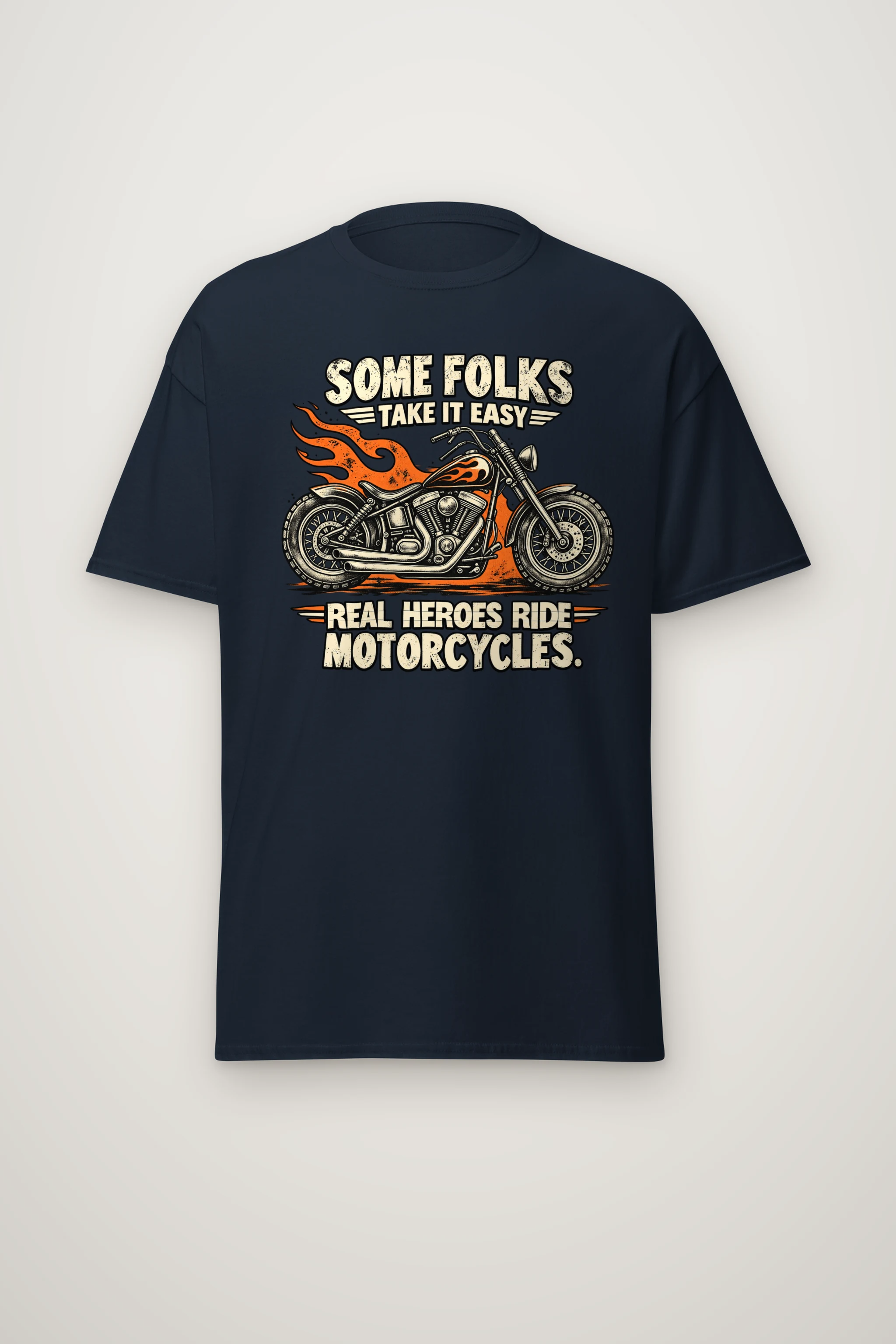 "Real Heroes Ride Motorcycles" Heavyweight Unisex Crewneck T-shirt