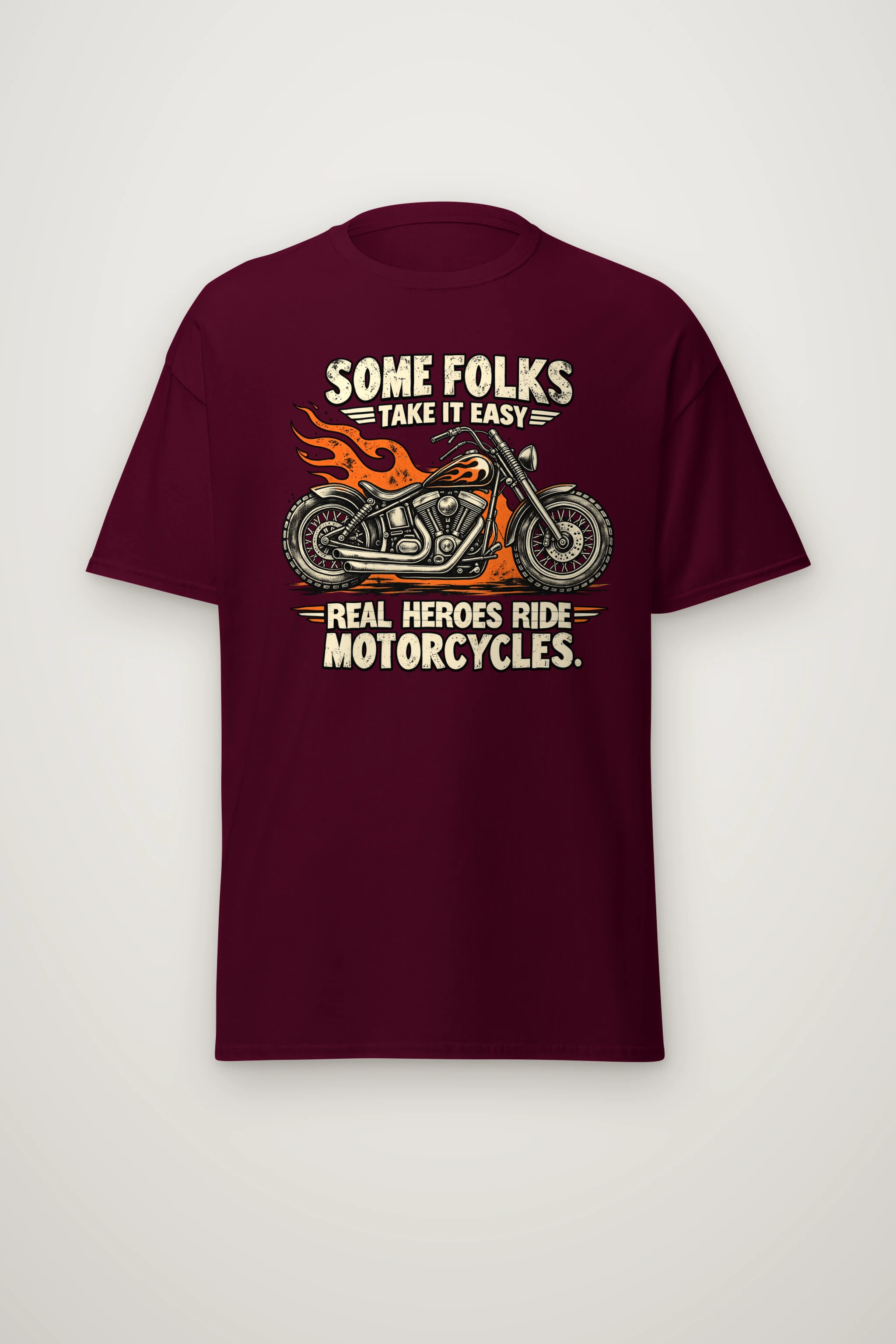 "Real Heroes Ride Motorcycles" Heavyweight Unisex Crewneck T-shirt