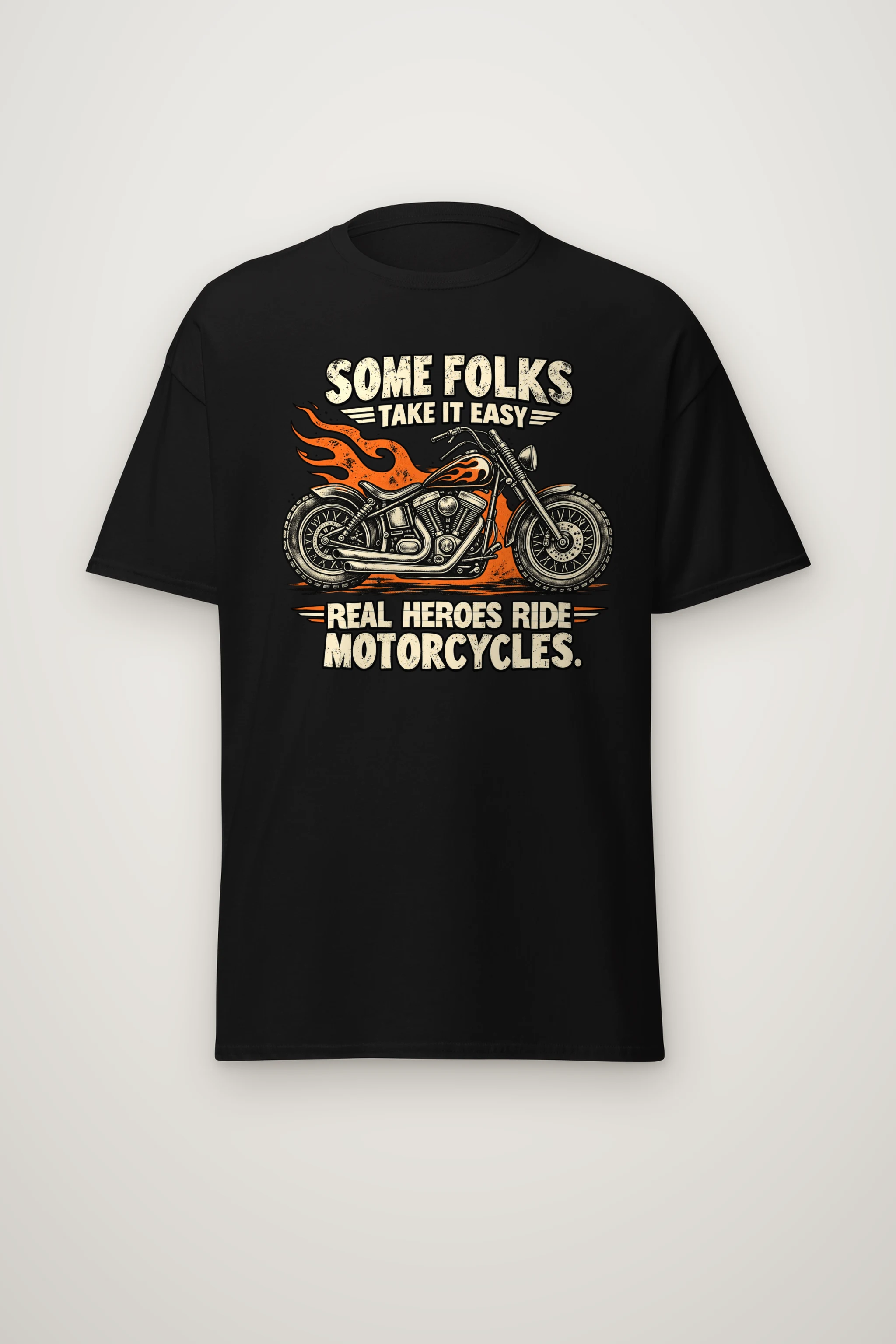 "Real Heroes Ride Motorcycles" Heavyweight Unisex Crewneck T-shirt