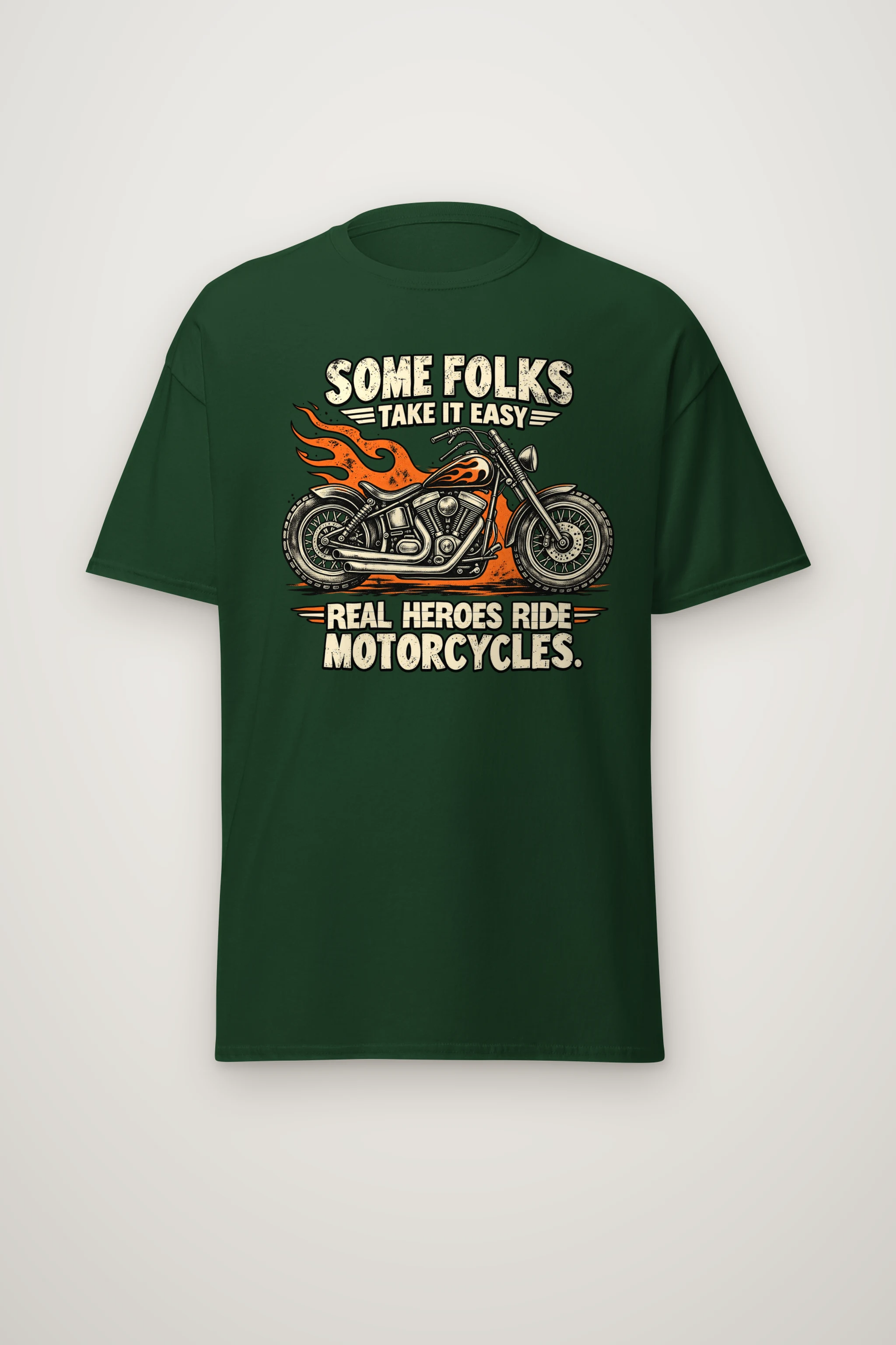 "Real Heroes Ride Motorcycles" Heavyweight Unisex Crewneck T-shirt