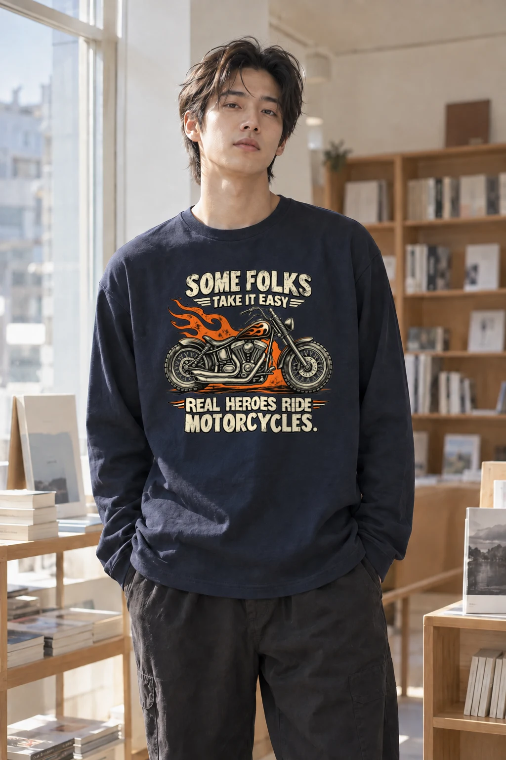 "Real Heroes Ride" Unisex Longsleeve T-shirt | Gildan 2400