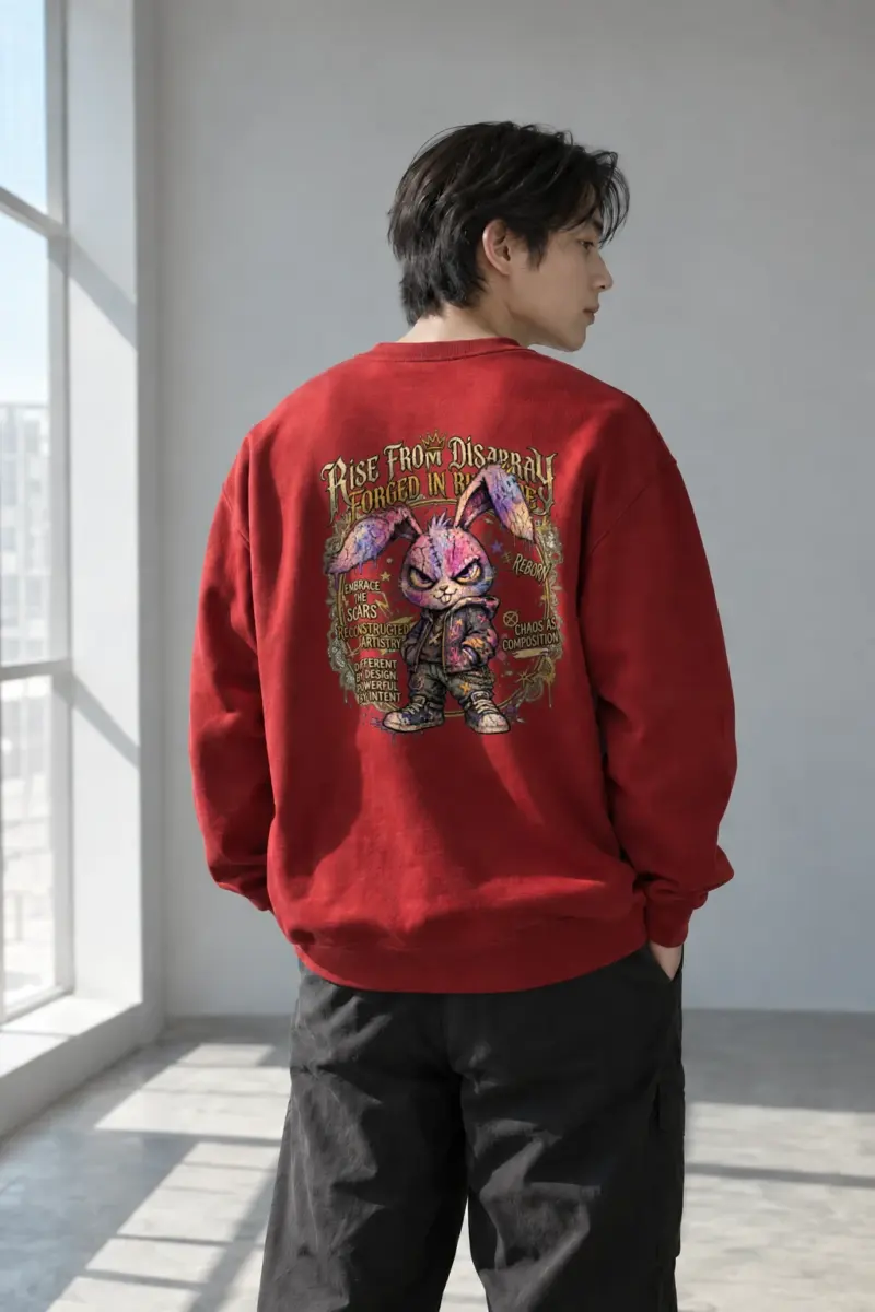 "Reborn Chaos Rabbit" Heavy Blend Unisex Crewneck Sweatshirt | Gildan 18000