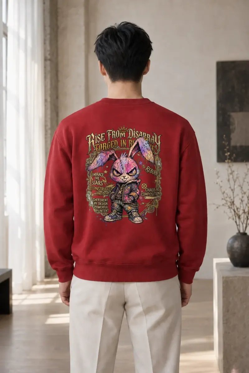 "Reborn Chaos Rabbit" Heavy Blend Unisex Crewneck Sweatshirt | Gildan 18000