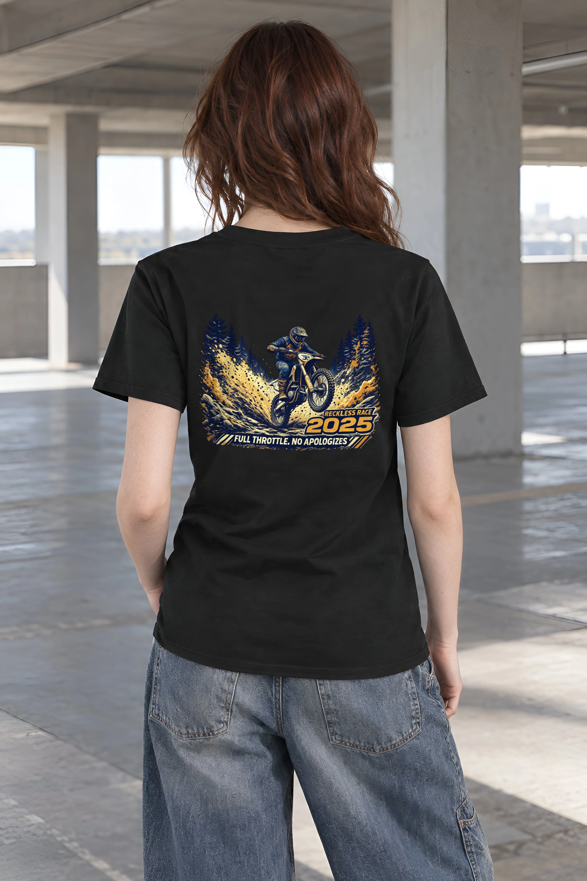 "Reckless Race" Heavyweight Unisex Crewneck T-shirt