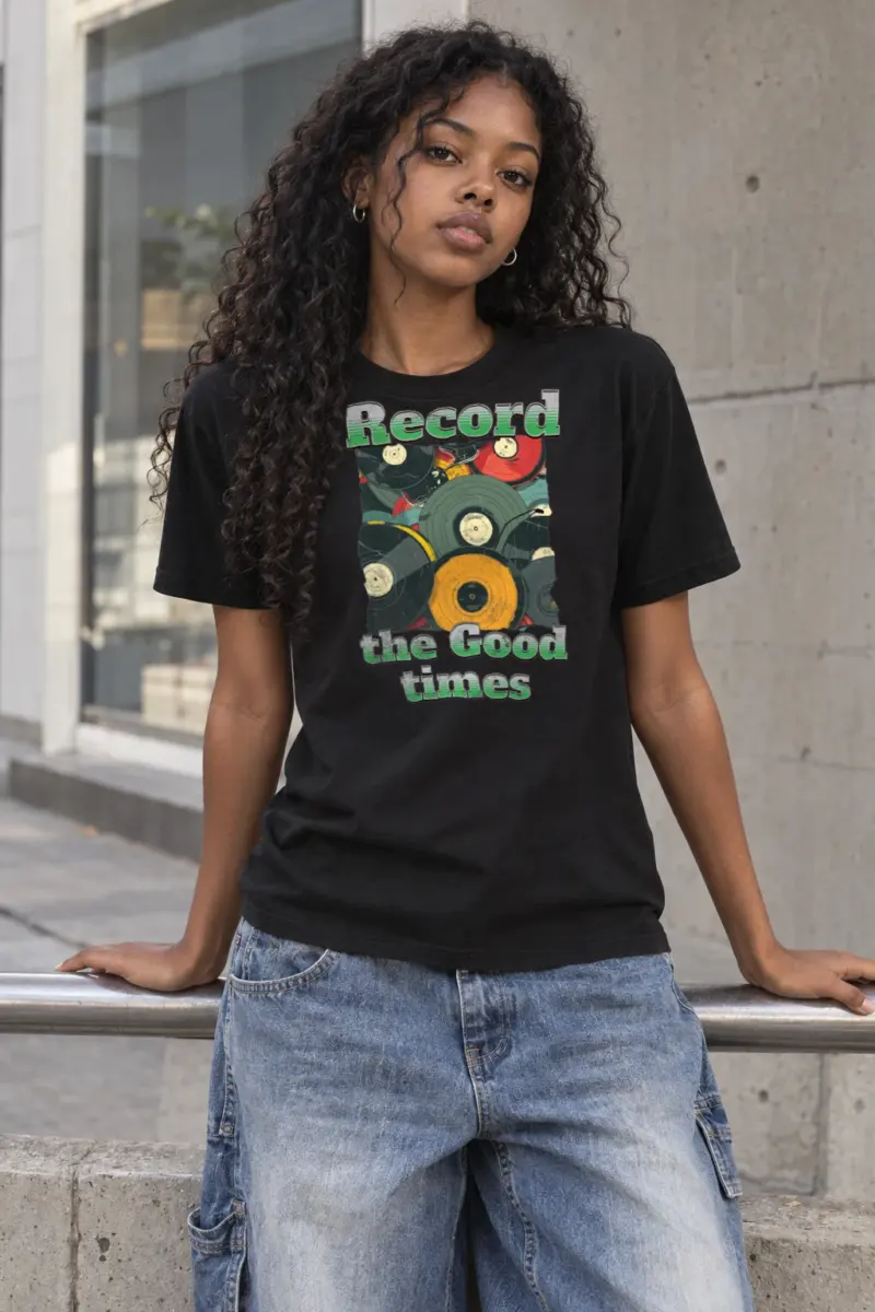 "Record Good Times" Heavyweight Unisex Crewneck T-shirt