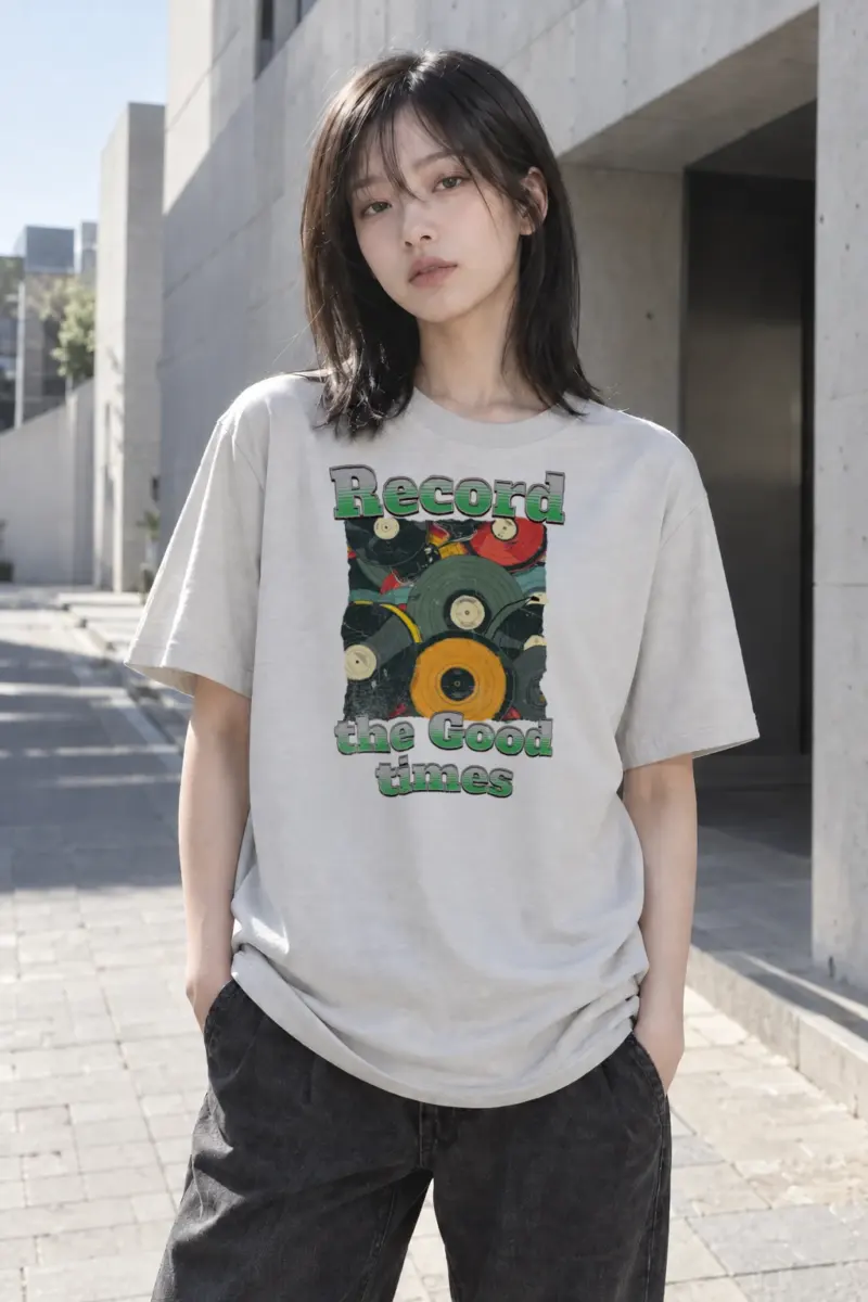 "Record Good Times" Heavyweight Unisex Crewneck T-shirt | Gildan 5000
