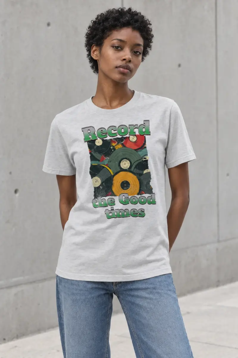 "Record Good Times" Heavyweight Unisex Crewneck T-shirt | Gildan 5000