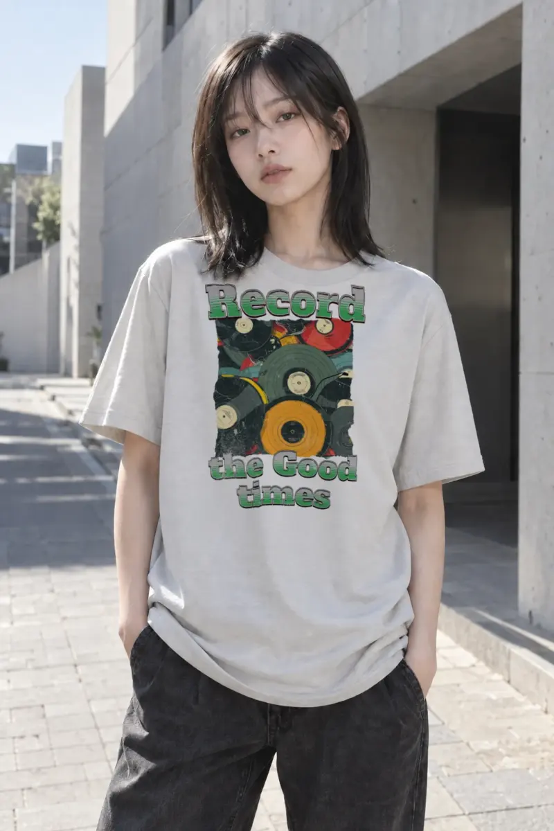 “Record Good Times” Heavyweight Unisex Crewneck T-shirt | Gildan 5000
