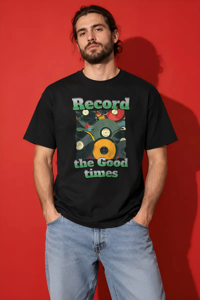 "Record Good Times" Heavyweight Unisex Crewneck T-shirt
