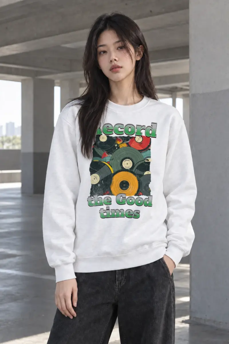 "Record The Good Times" Heavy Blend Unisex Crewneck Sweatshirt | Gildan 18000