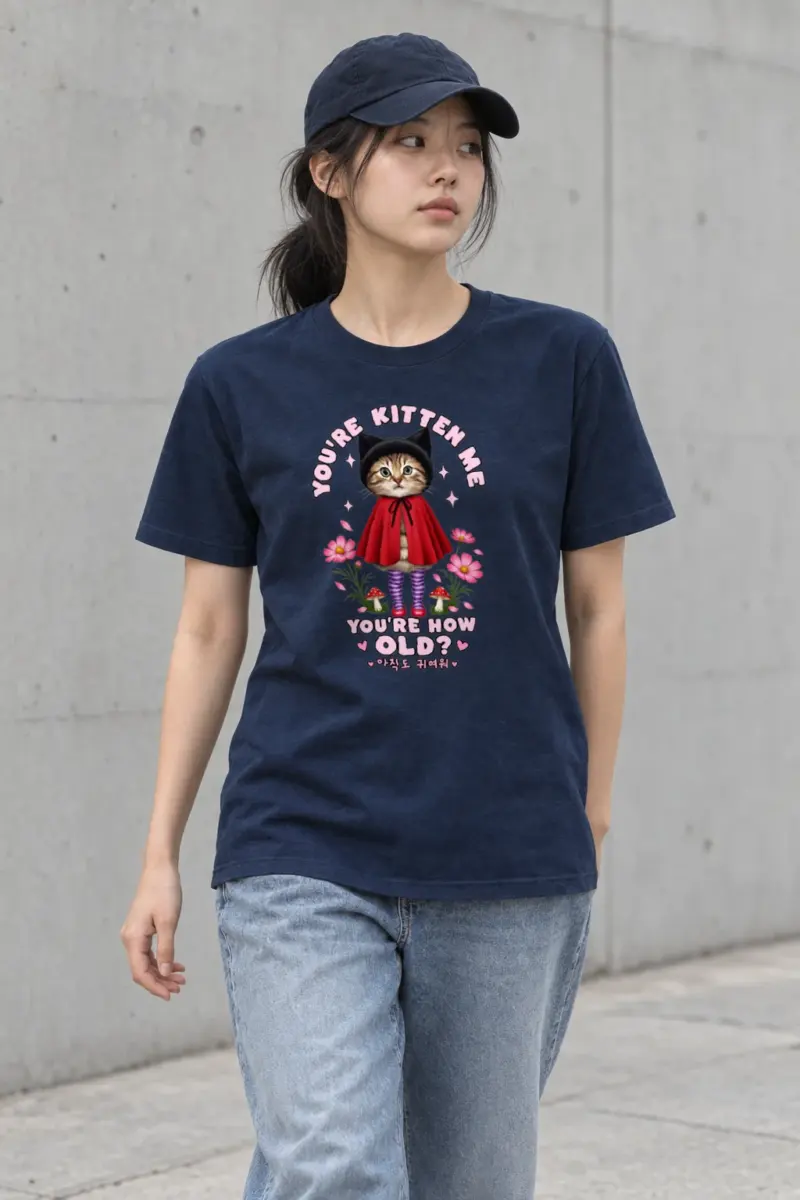 "Red Cape Kitten" Heavyweight Unisex Crewneck T-shirt