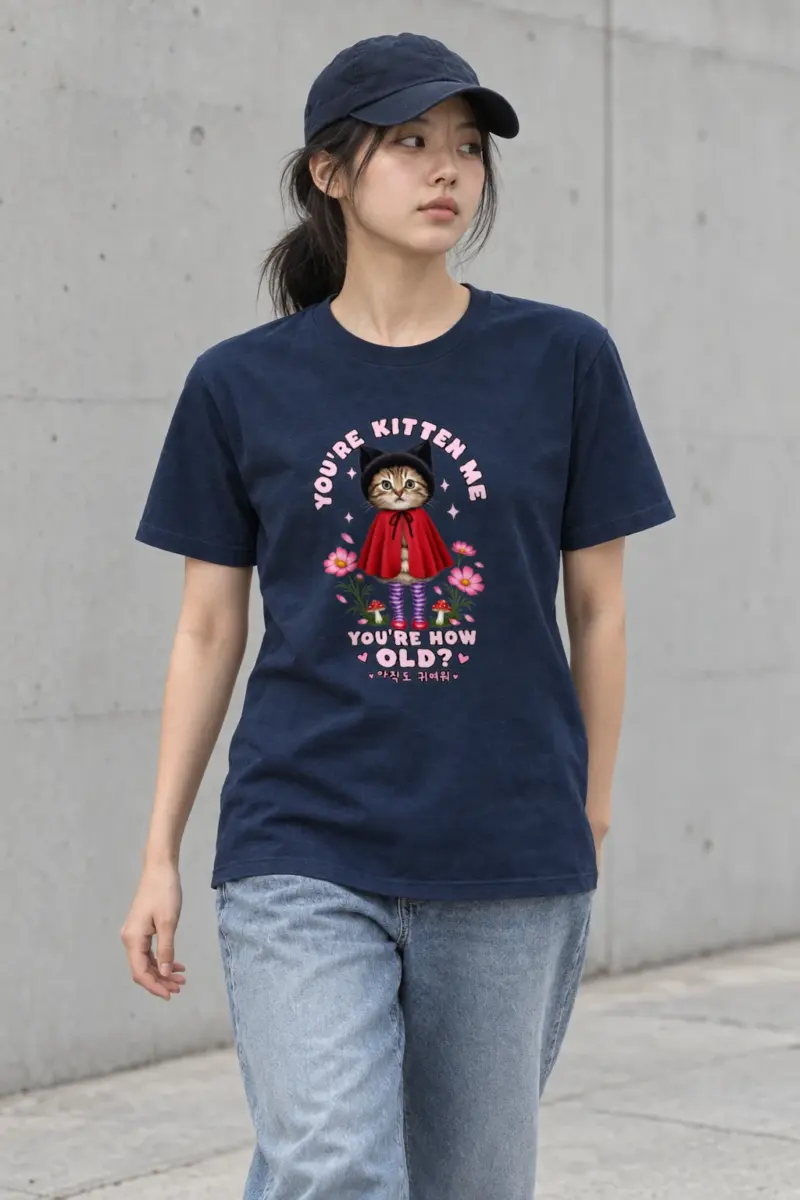 "Red Cape Kitten" Heavyweight Unisex Crewneck T-shirt