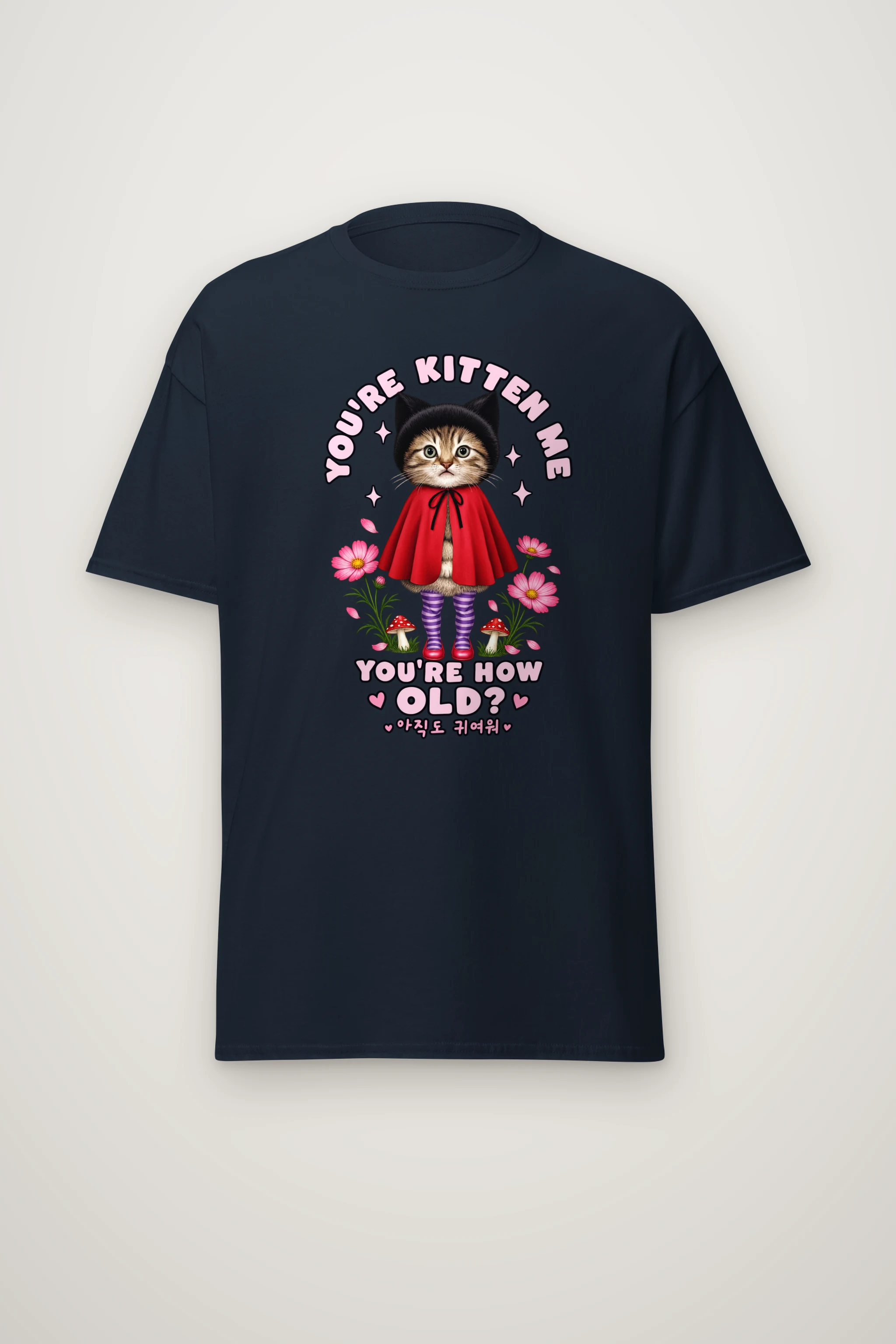 "Red Cape Kitten" Heavyweight Unisex Crewneck T-shirt