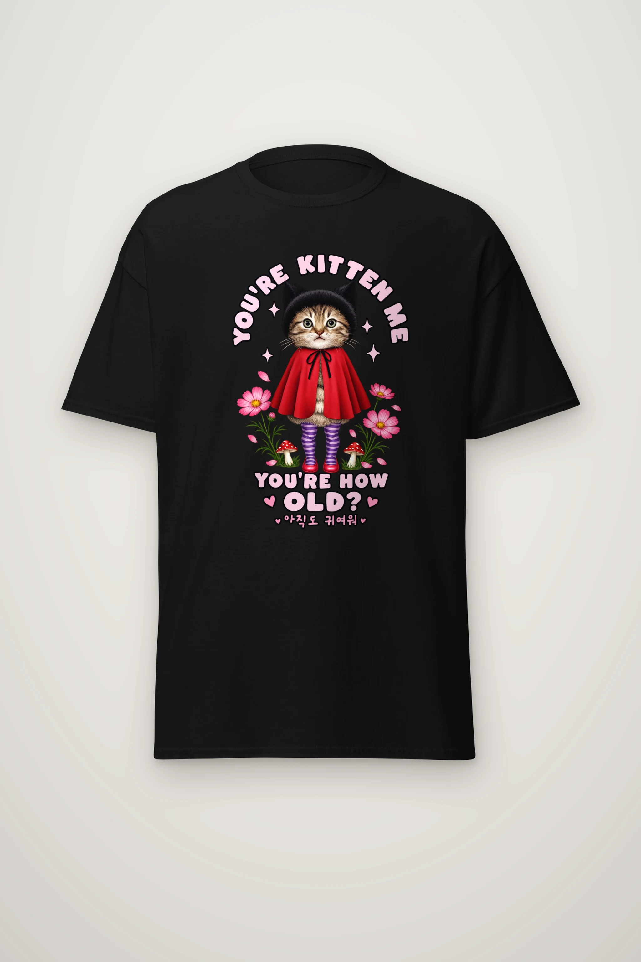 "Red Cape Kitten" Heavyweight Unisex Crewneck T-shirt