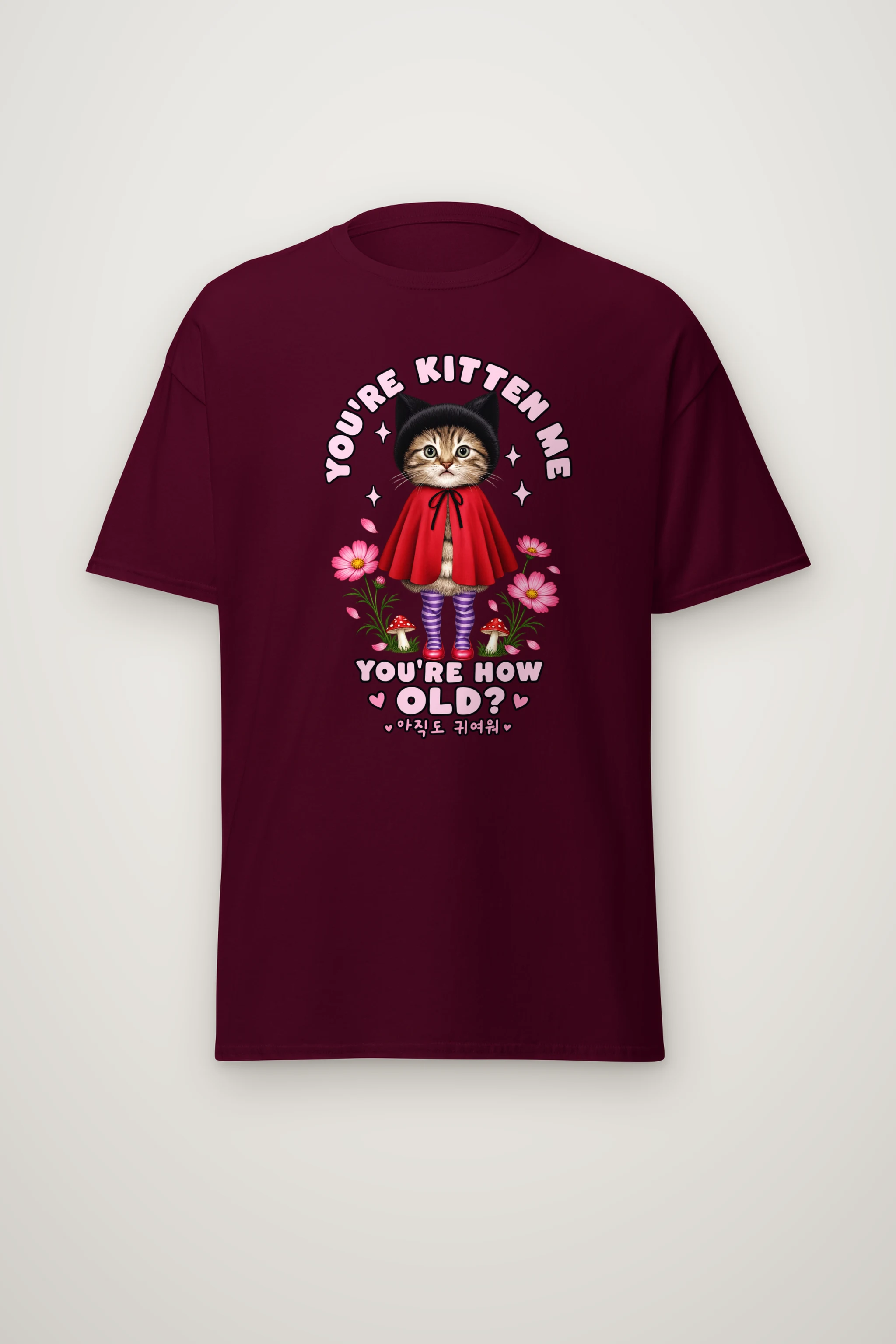 "Red Cape Kitten" Heavyweight Unisex Crewneck T-shirt