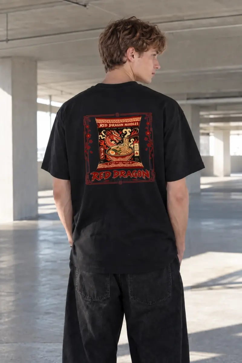 "Red Dragon Noodles" Heavyweight Unisex Crewneck T-shirt | Gildan 5000