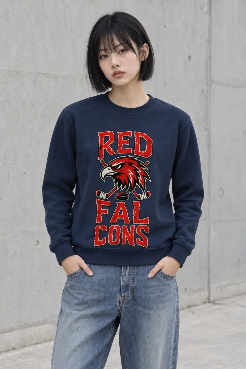 "Red Falcons Hockey" Heavy Blend Unisex Crewneck Sweatshirt