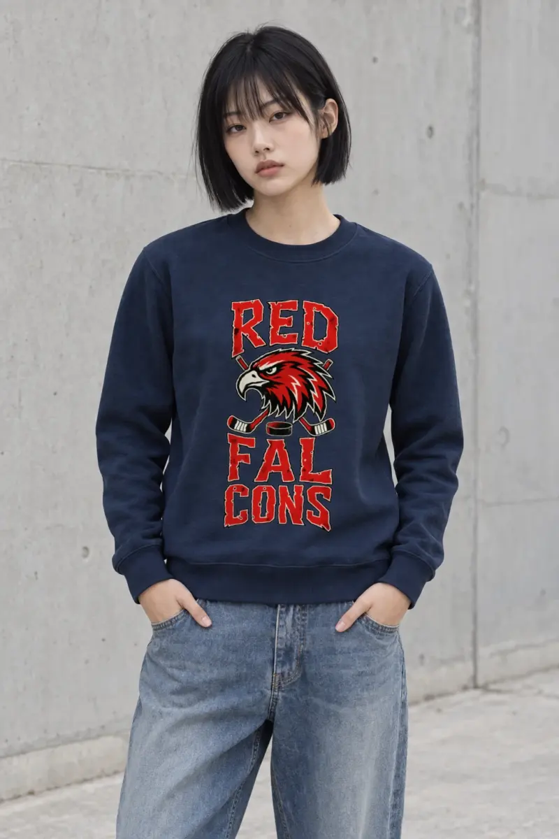 "Red Falcons Hockey" Heavy Blend Unisex Crewneck Sweatshirt