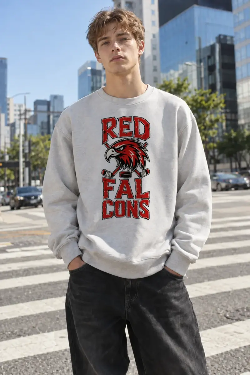 "Red Falcons Hockey" Heavy Blend Unisex Crewneck Sweatshirt | Gildan 18000