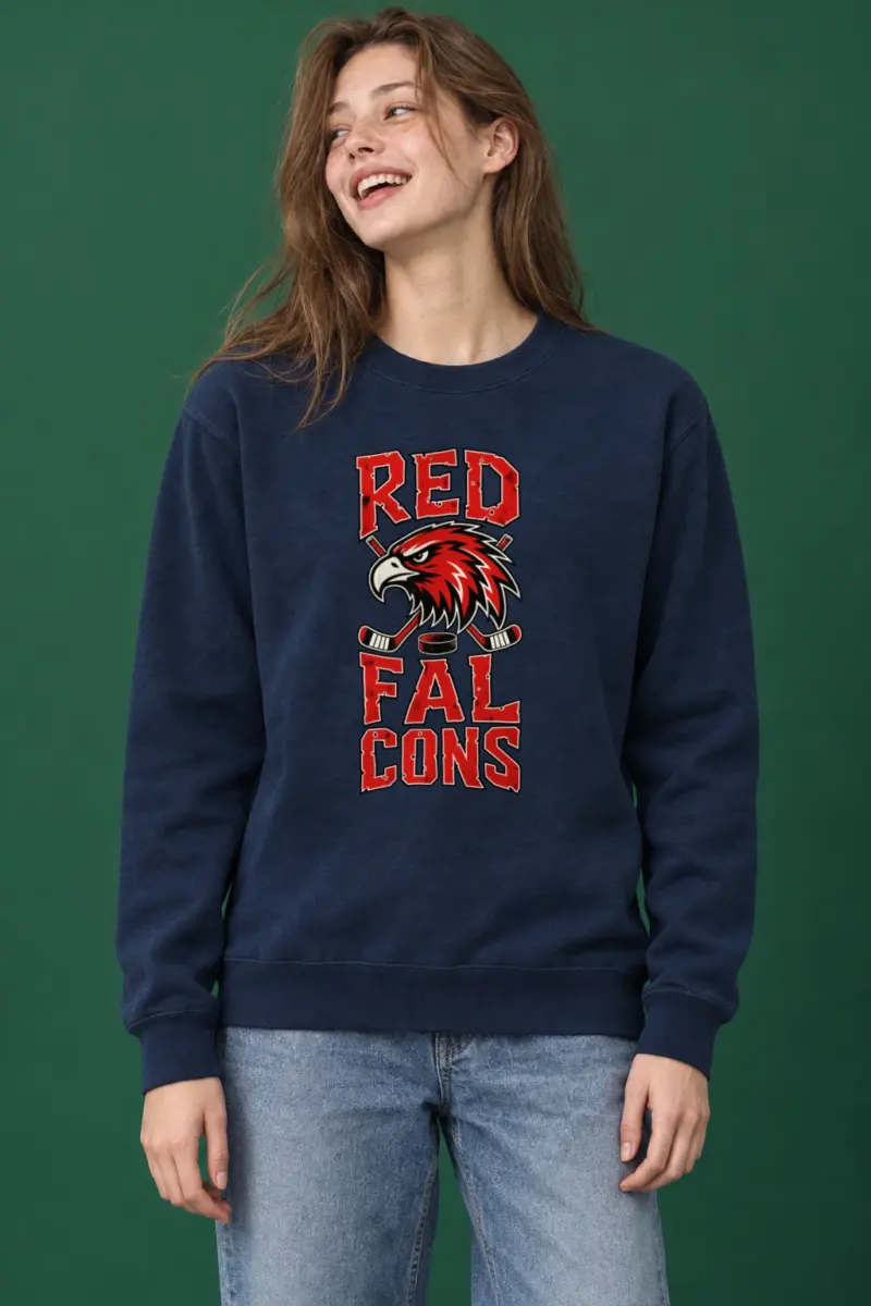 "Red Falcons Hockey" Heavy Blend Unisex Crewneck Sweatshirt