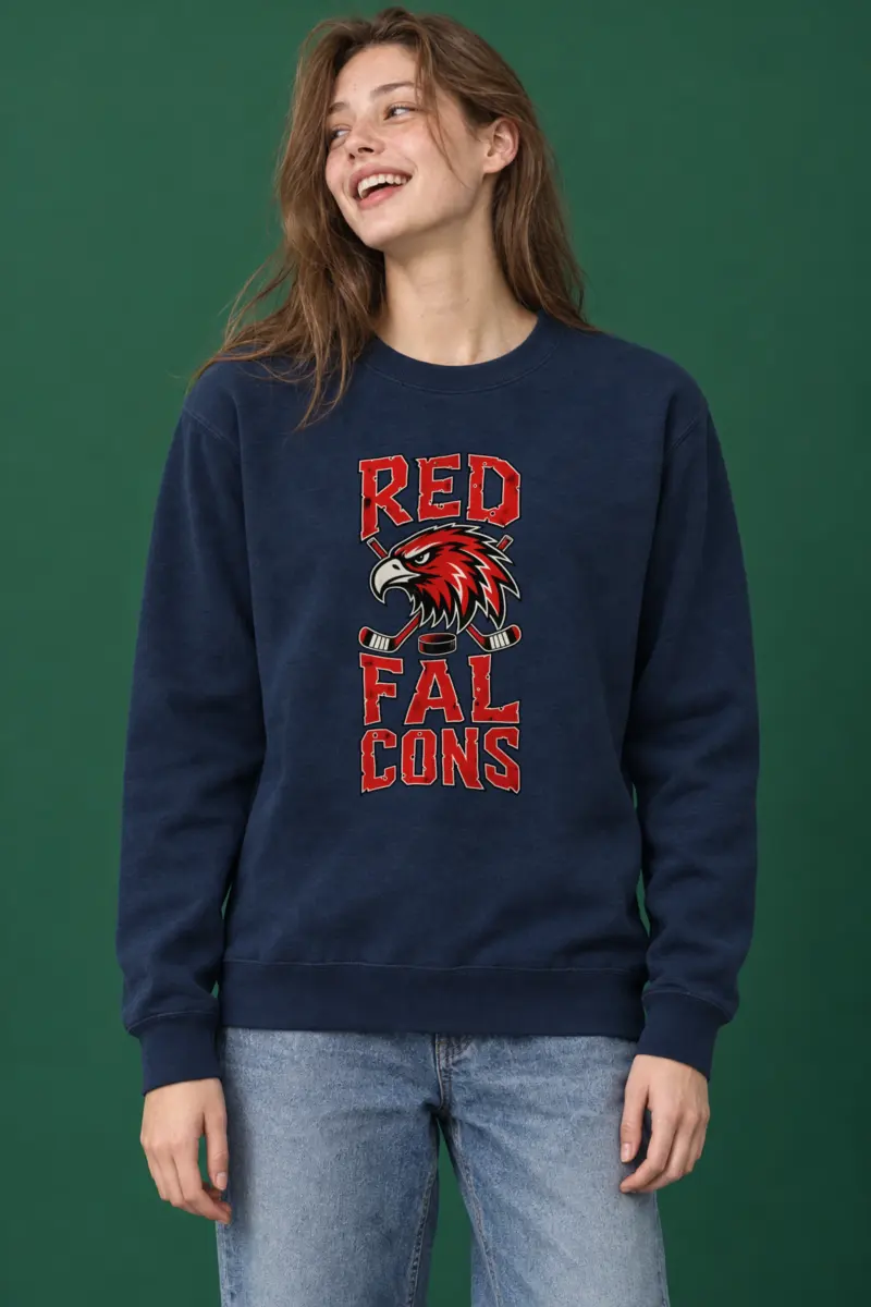 "Red Falcons Hockey" Heavy Blend Unisex Crewneck Sweatshirt