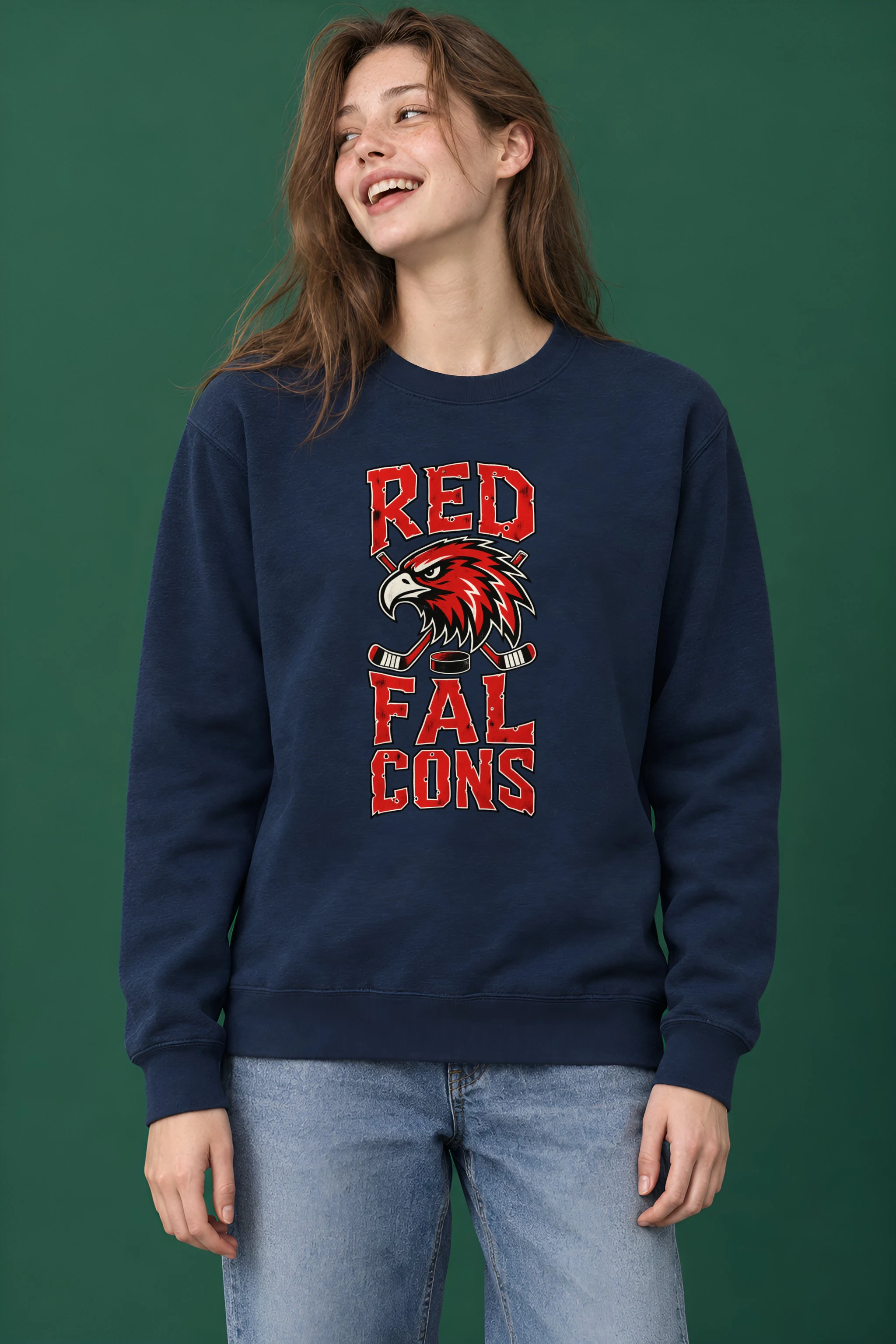 "Red Falcons Hockey" Heavy Blend Unisex Crewneck Sweatshirt