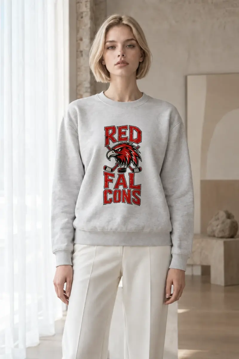 "Red Falcons Hockey" Heavy Blend Unisex Crewneck Sweatshirt | Gildan 18000
