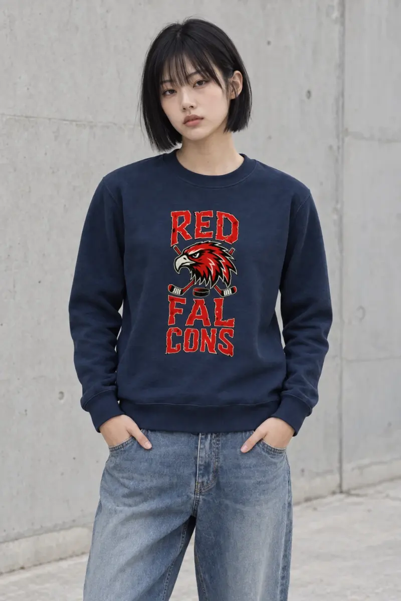 "Red Falcons Hockey" Heavy Blend Unisex Crewneck Sweatshirt