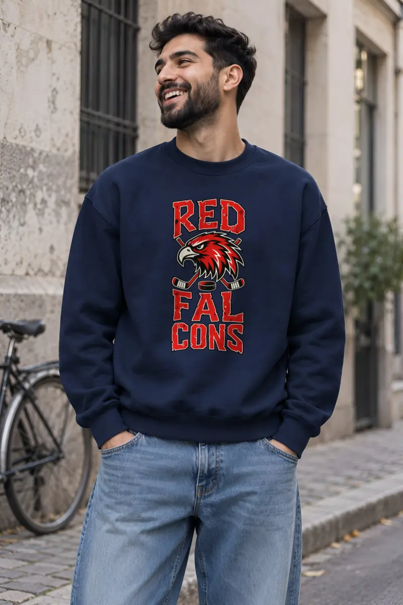 "Red Falcons Hockey" Heavy Blend Unisex Crewneck Sweatshirt