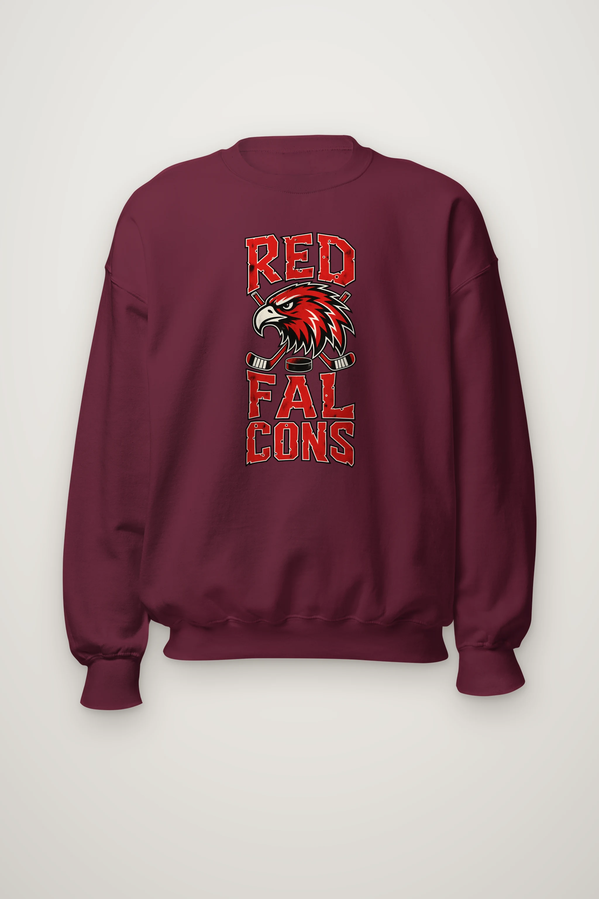 "Red Falcons Hockey" Heavy Blend Unisex Crewneck Sweatshirt