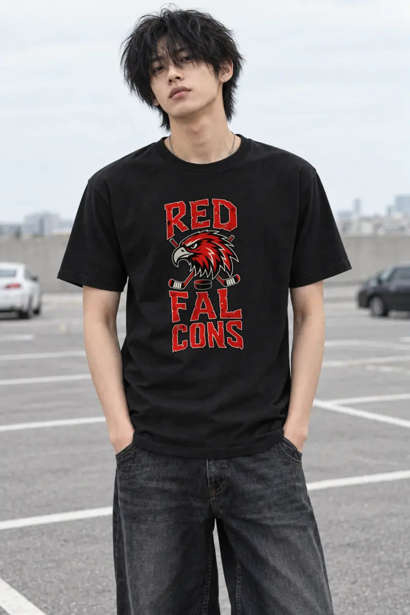 "Red Falcons Hockey" Heavyweight Unisex Crewneck T-shirt