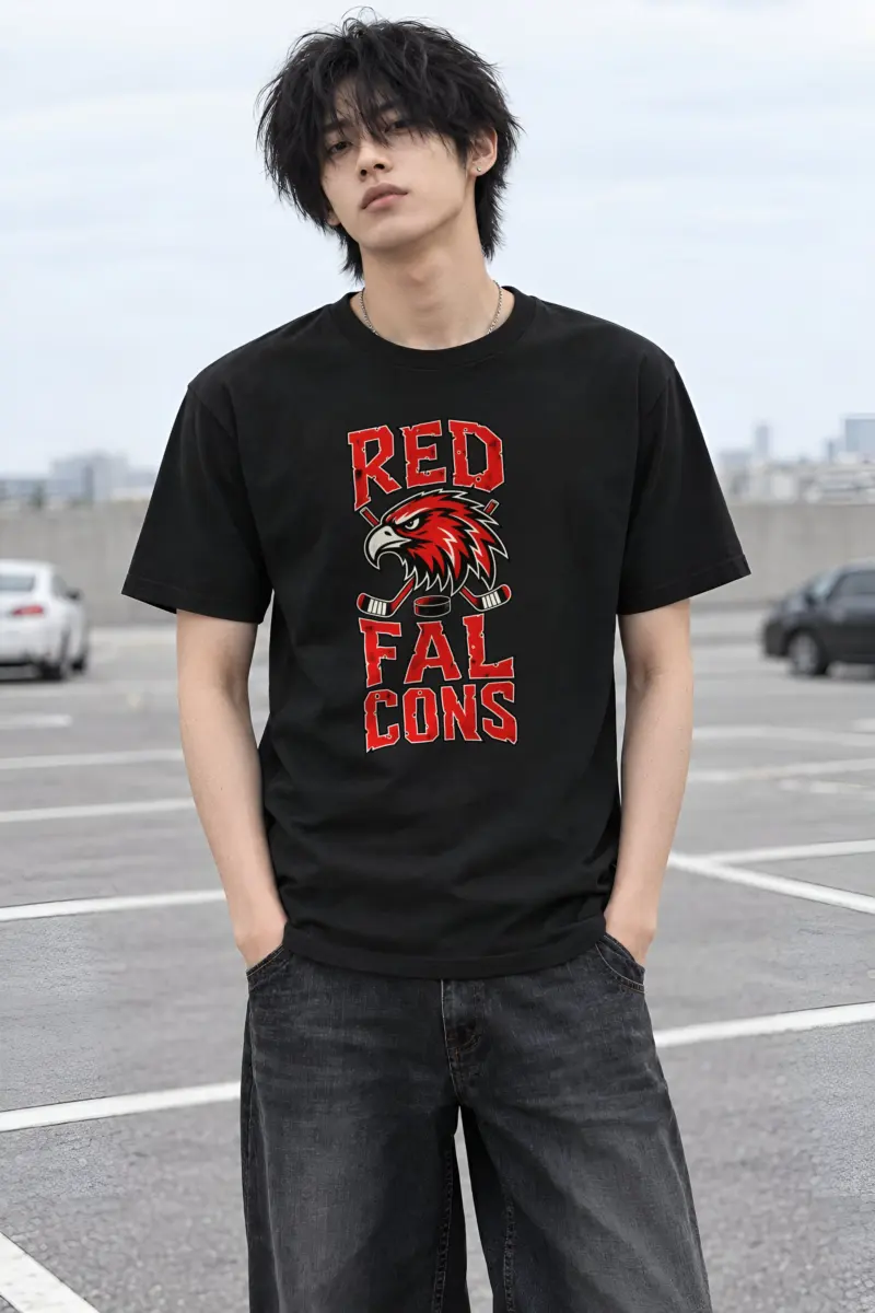 "Red Falcons Hockey" Heavyweight Unisex Crewneck T-shirt