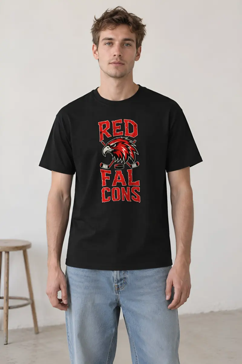 "Red Falcons Hockey" Heavyweight Unisex Crewneck T-shirt