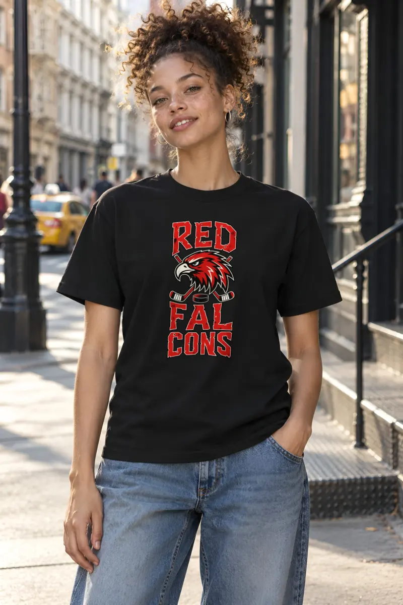 "Red Falcons Hockey" Heavyweight Unisex Crewneck T-shirt