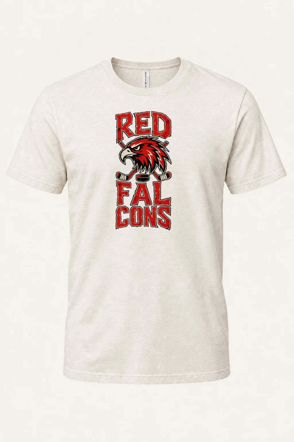 "Red Falcons Hockey" Heavyweight Unisex Crewneck T-shirt | Gildan 5000