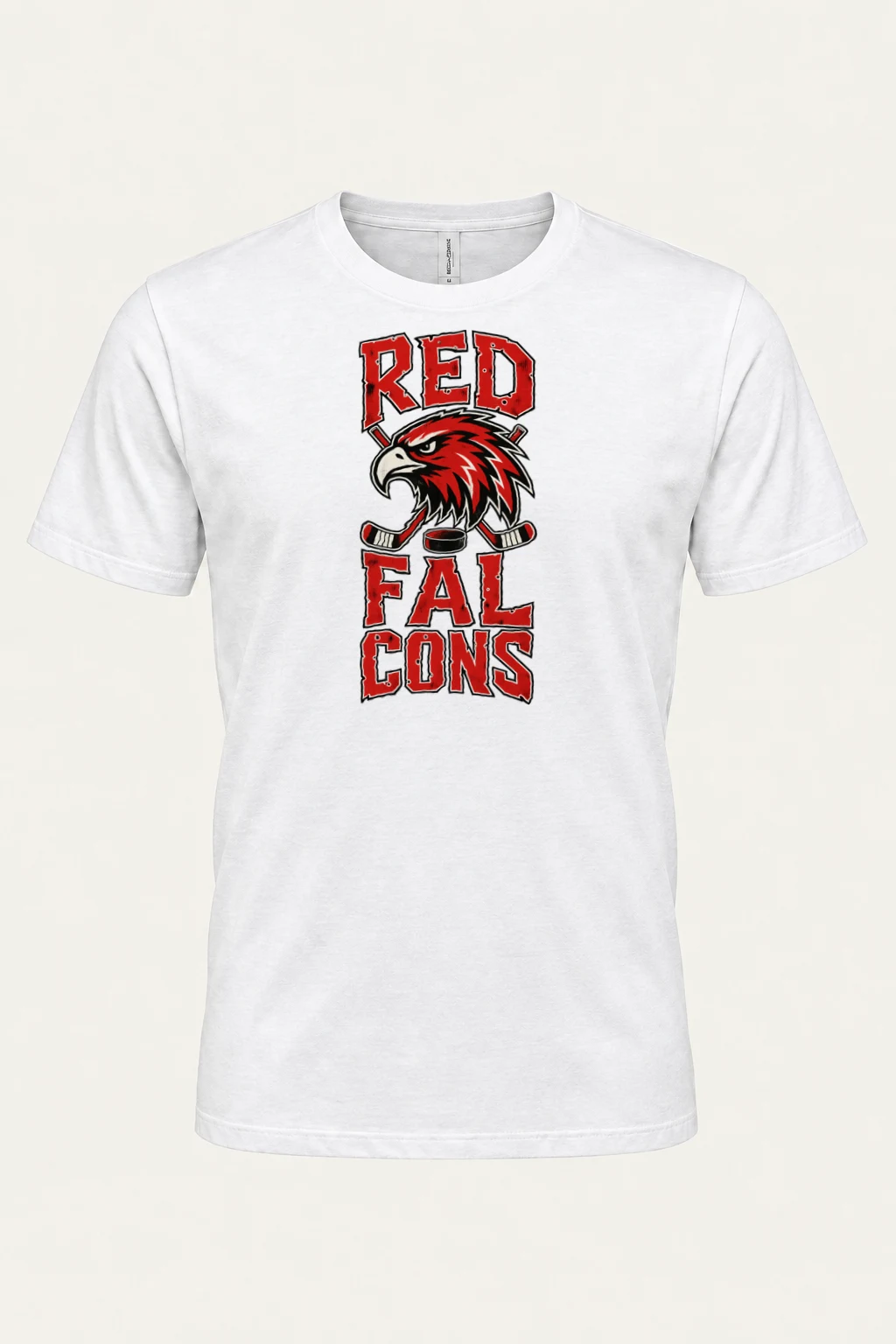 "Red Falcons Hockey" Heavyweight Unisex Crewneck T-shirt | Gildan 5000