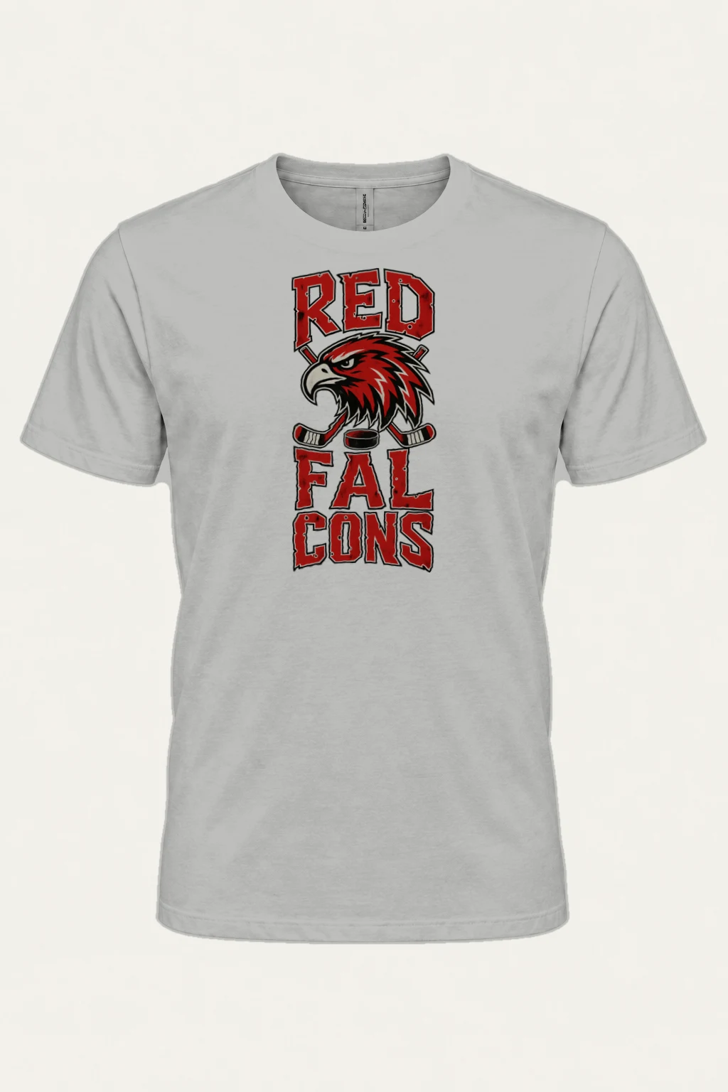 "Red Falcons Hockey" Heavyweight Unisex Crewneck T-shirt | Gildan 5000