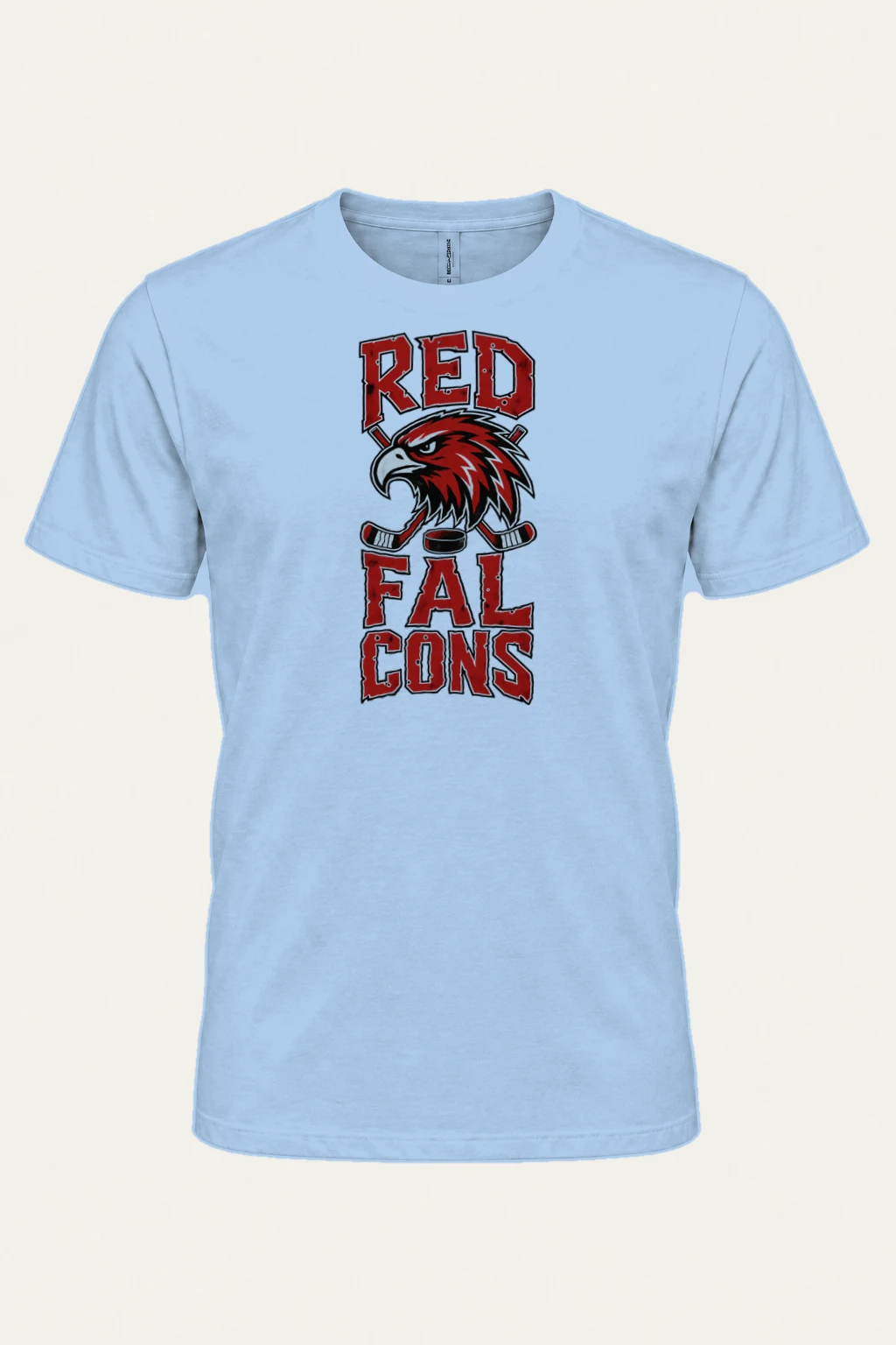 "Red Falcons Hockey" Heavyweight Unisex Crewneck T-shirt | Gildan 5000