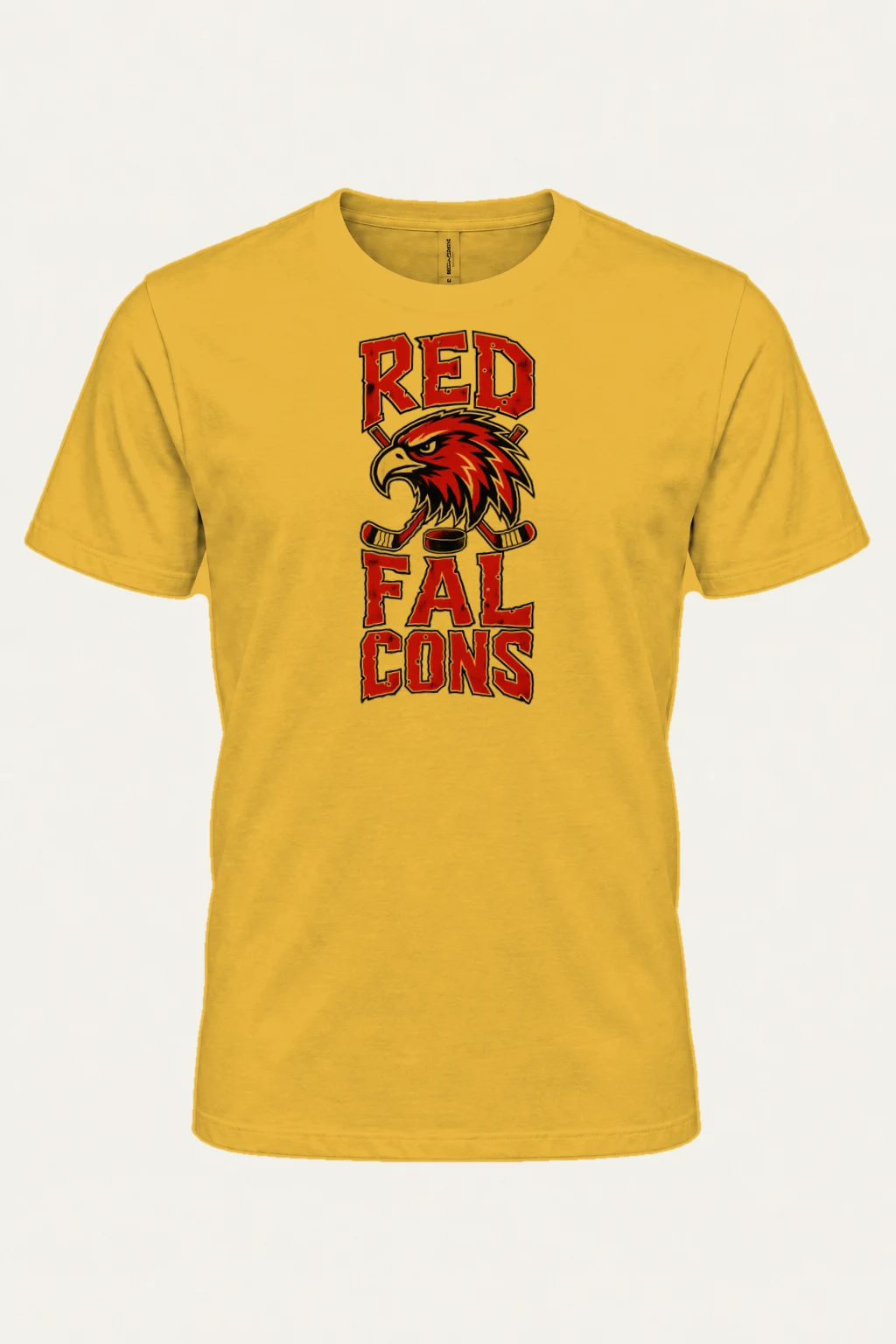 "Red Falcons Hockey" Heavyweight Unisex Crewneck T-shirt | Gildan 5000