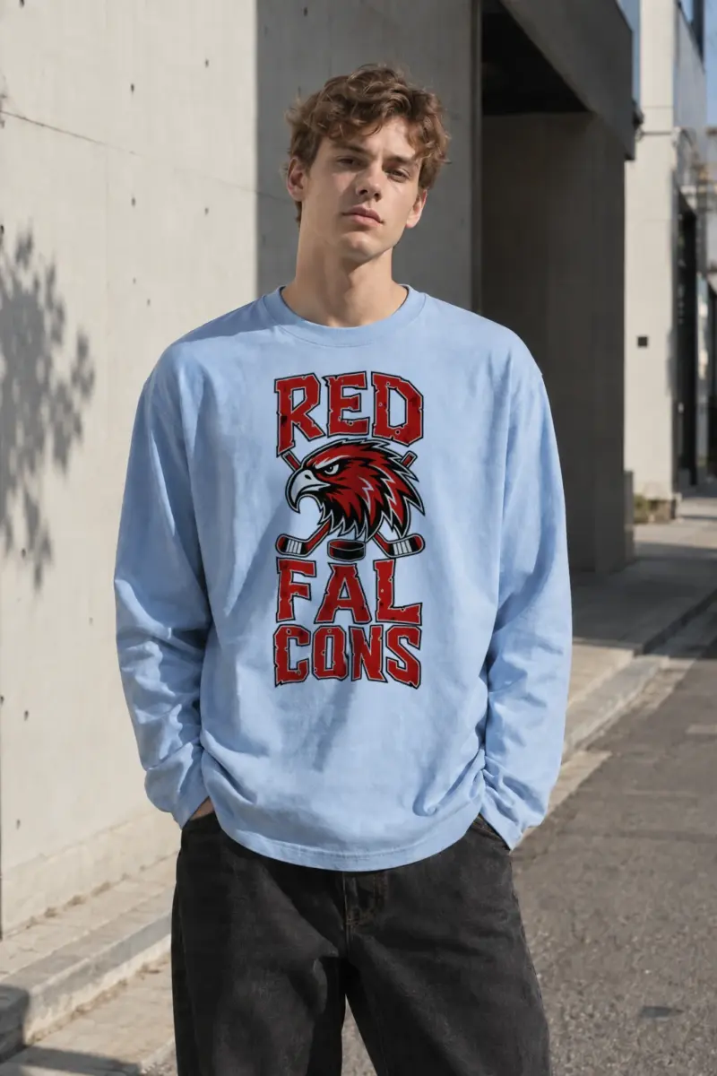 "Red Falcons Hockey" Unisex Longsleeve T-shirt | Gildan 2400