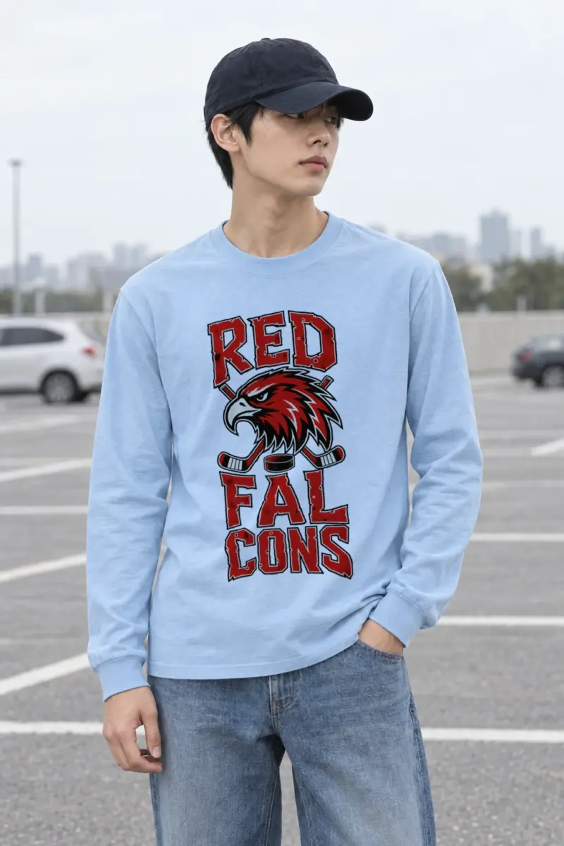 "Red Falcons Hockey" Unisex Longsleeve T-shirt | Gildan 2400