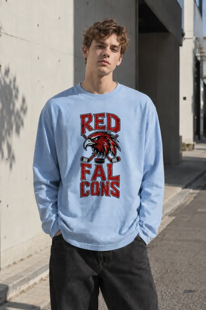 "Red Falcons Hockey" Unisex Longsleeve T-shirt | Gildan 2400