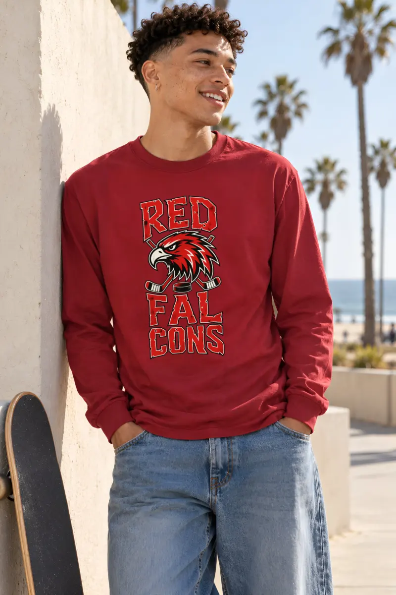 "Red Falcons Hockey" Unisex Longsleeve T-shirt