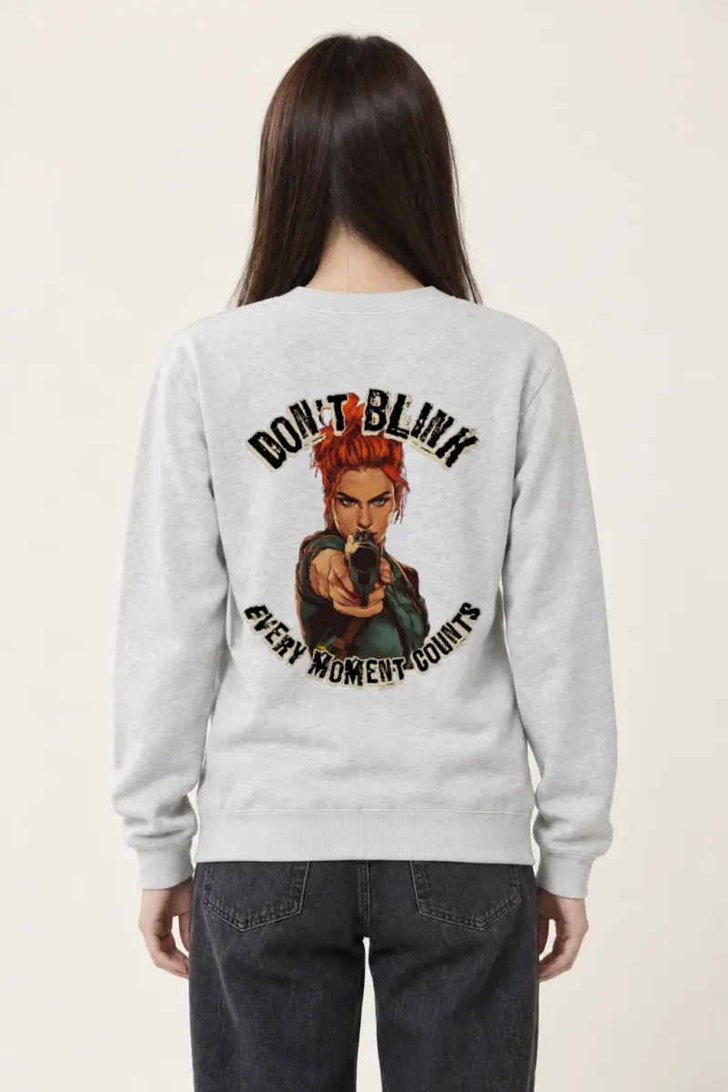 "Red-Haired Gunwoman" Heavy Blend Unisex Crewneck Sweatshirt