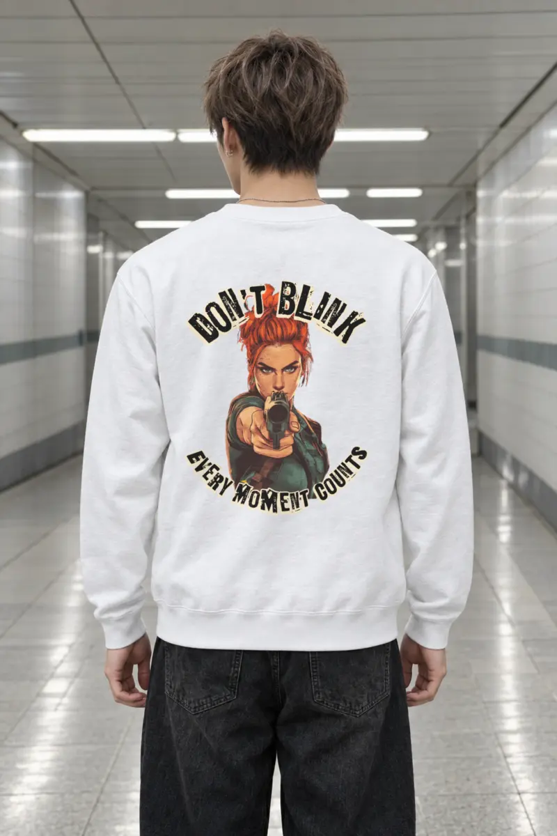 "Red-Haired Gunwoman" Heavy Blend Unisex Crewneck Sweatshirt