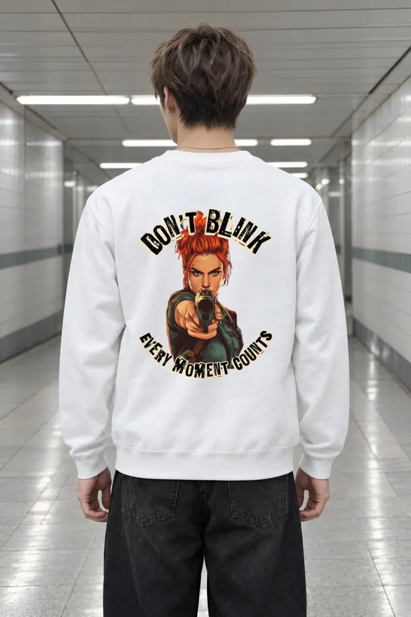 "Red-Haired Gunwoman" Heavy Blend Unisex Crewneck Sweatshirt