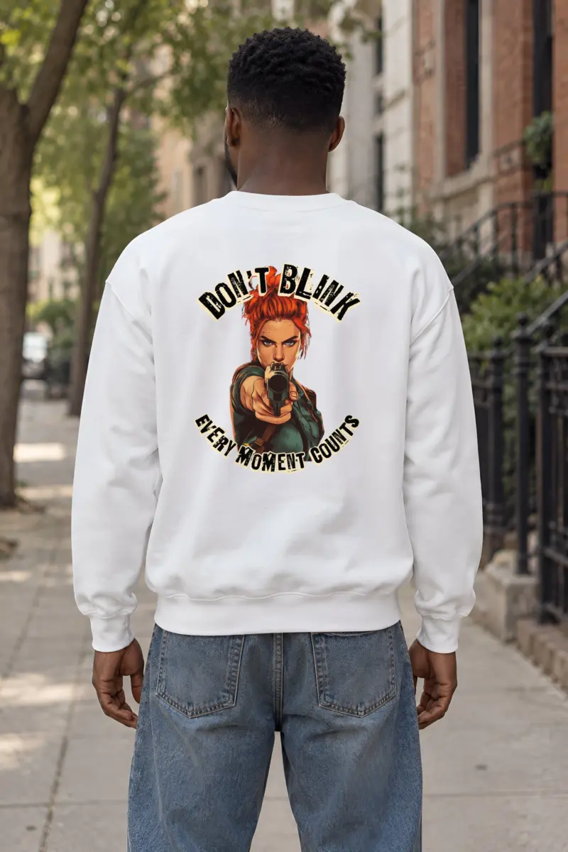 "Red-Haired Gunwoman" Heavy Blend Unisex Crewneck Sweatshirt