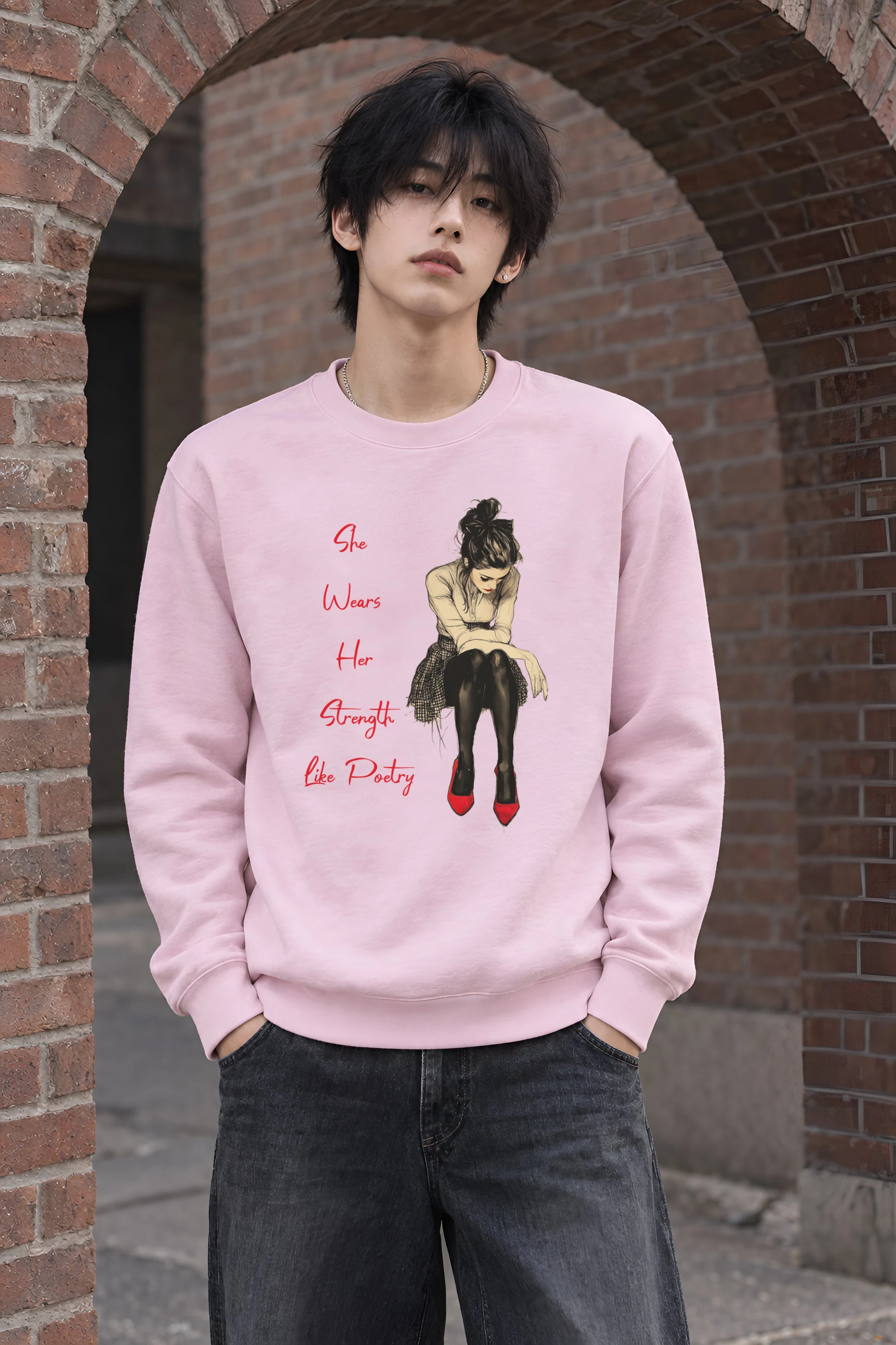 "Red Heel Resolve" Heavy Blend Unisex Crewneck Sweatshirt